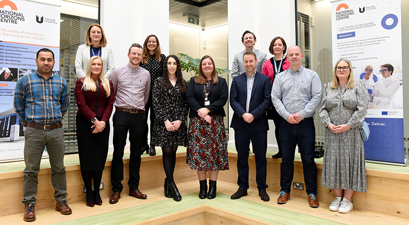 Professor Vikki Rand, Interim Director of the National Horizons Centre, pictured centre, with NHSX and project partners from HealthBeacon, CDDFT and the Durham Tees Valley Research Alliance.