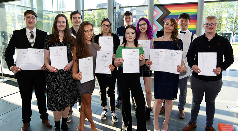 Winning students from Teesside University’s annual Journalism awards.. Link to Media students in the spotlight.