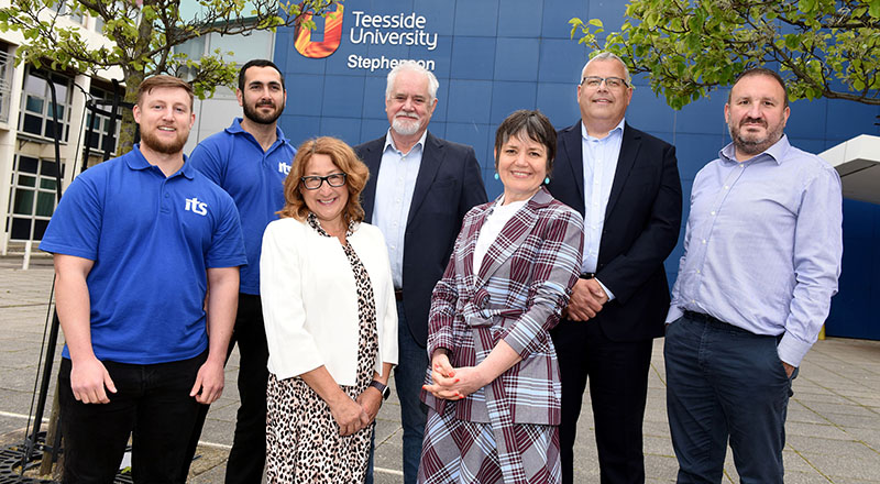 (left to right) Arron Taylor (ITS), Amir Arjandi (ITS), Joanne Rout (ITS), Malcolm Knott (ITS), Siobhan Fenton (Teesside University), Graham Ives (ITS), Dr Ruben Pinedo-Cuenca (Teesside University)