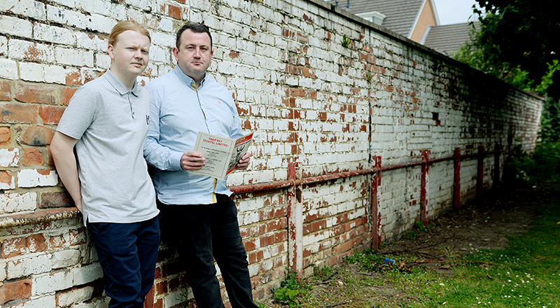 Adam Shillaw and Dr Tosh Warwick at the site of the former Ayresome Park