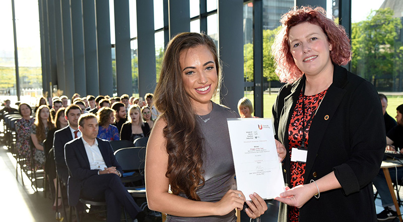 Holly Havelock (left) with Teesside University's Rachael Barker (right) 