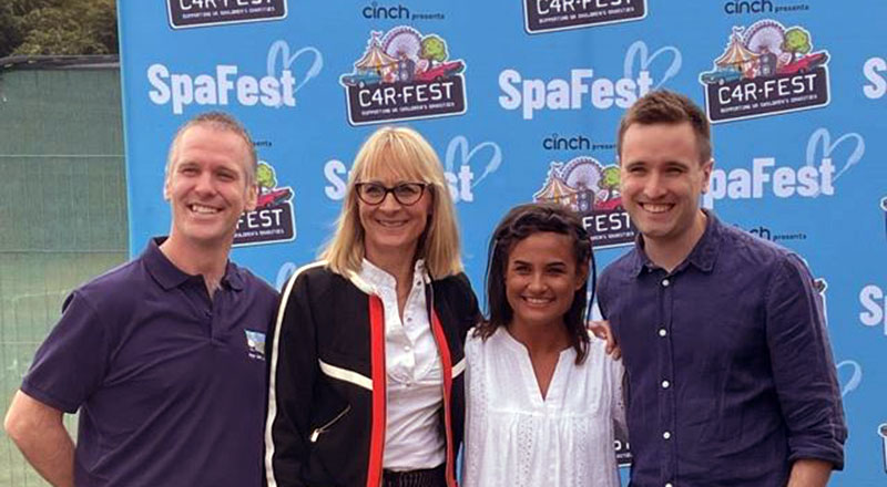 From left, Professor Cormac Ryan, former BBC Breakfast presenter Louise Minchin, actress Ionica Adriana, and Dr Monty Lyman, pictured at CarFest North. Link to Teesside academic helping people to understand persistent pain.