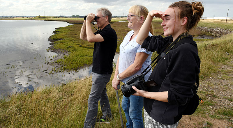 Ian Bond, INCA ecologist, Linda Watson, volunteer seal monitoring co-ordinator and Teesside University PhD student Freya Pellie.