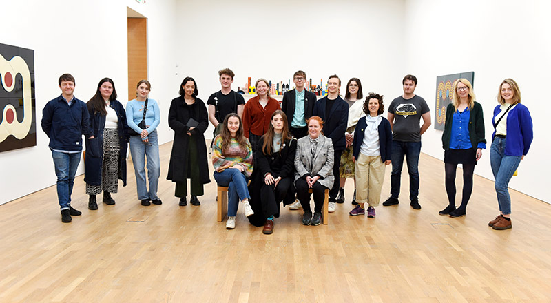 Students completing the MA Curating degree apprenticeship, pictured at MIMA. Link to First curating course cohort begin their studies.