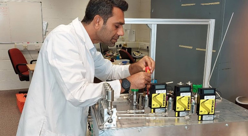 Dr Danial Qadir, a research associate working in the laboratory for the Tees Valley Hydrogen Innovation Project.