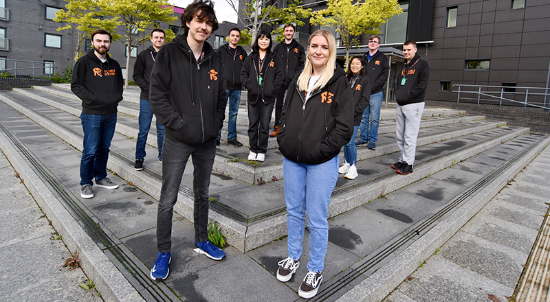 Toby Cotton and Courtney Pattison, front, with other Double Eleven placement students 