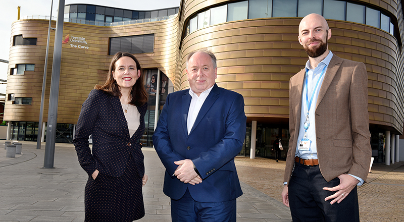 Launch of the Public Policy Academy at Teesside University- (L-R) Dionne Lee, Policy and Public Affairs Manager; Michael Henson, Chair of the UK2070 Commission’s Teesside Taskforce; Dr Christopher Massey, Principal Lecturer in Politics.