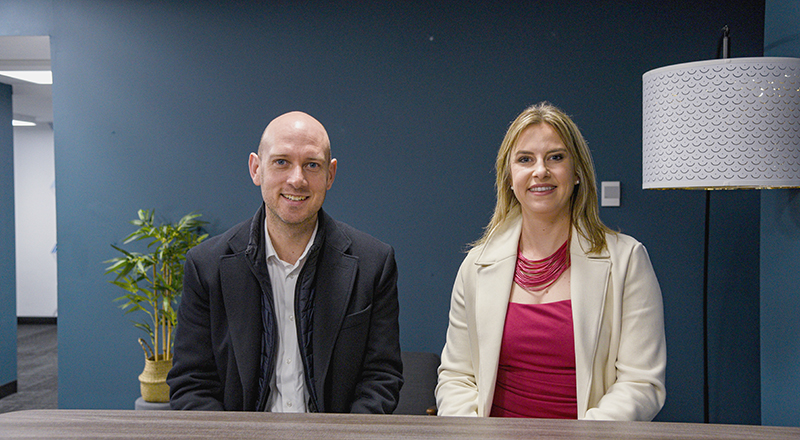 Dr Ben Fisher, Associate Dean (Enterprise and Knowledge Exchange), with Jessica Williams, founder of Just Williams.