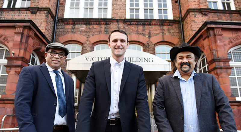 Left to right: Vajira Dhanapala (Buckingham Magnetics Ltd), Dr David Hughes (Teesside University) and Dr Kapila Warnakulasuriya (Buckingham Magnetics Ltd) 