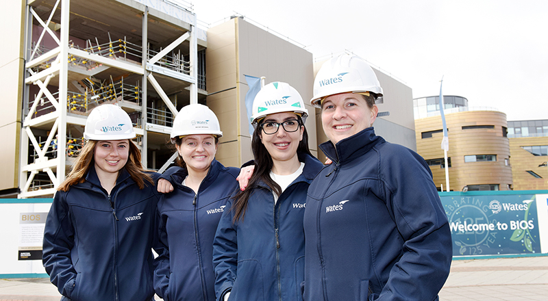 Pictured at the BIOS development site, from left, Kathryn Tuck, Becky McEwan, Lilian Kakoun and Abi Synclair.