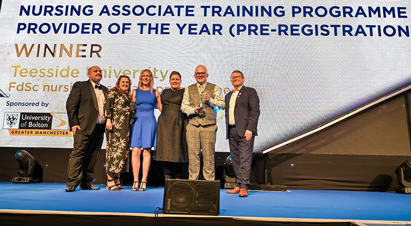 Receiving the award for Nursing Associate Training Programme Provider of the Year (pre-registration)