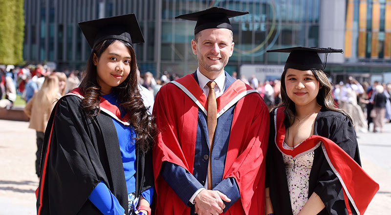 Jonny Munby of Teesside University International Business School with Khin Yadana Su and Khin La Yaung.