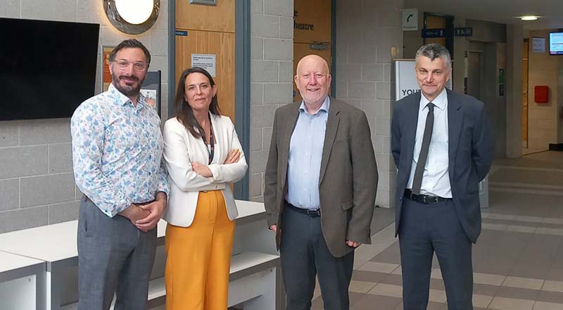 Professor Tim Thompson, Dean of the School of Health & Life Sciences, Dione Lee, Policy and Public Affairs Manager, Middlesbrough MP Andy McDonald and Professor Steve Cummings, Pro Vice-Chancellor (Research and Innovation).