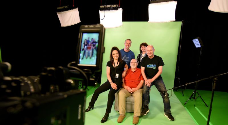 Professor Cormac Ryan, Teesside University (back left),  Jo Leversuch, Make-up Artist (back right), Dr Sophie Suri, Teesside University (front left), Pete Moore, Pain Champion (front middle) and Professor Denis Martin, Teesside University (front right)