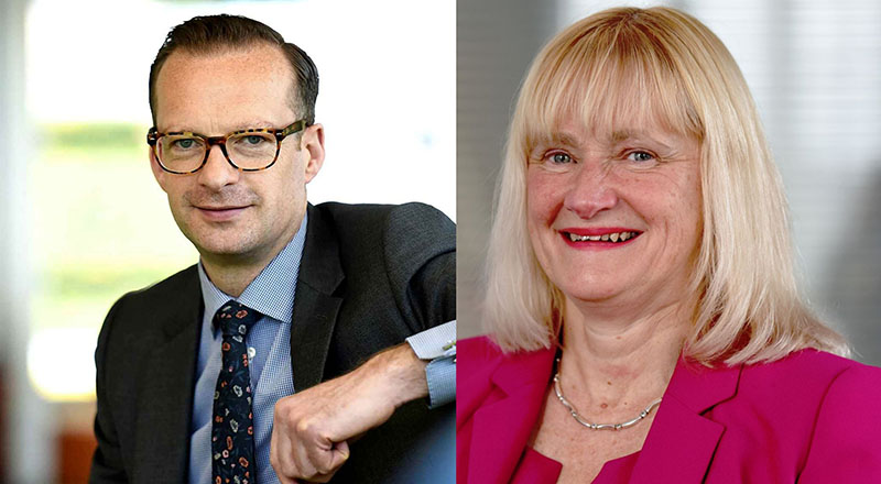 Professor Mark Simpson, Pro Vice-Chancellor (Learning and Teaching) and Executive Champion (Ethnic and Cultural Diversity) and Juliet Amos, Executive Director of Human Resources and Equality & Diversity Champion (LGBT+)