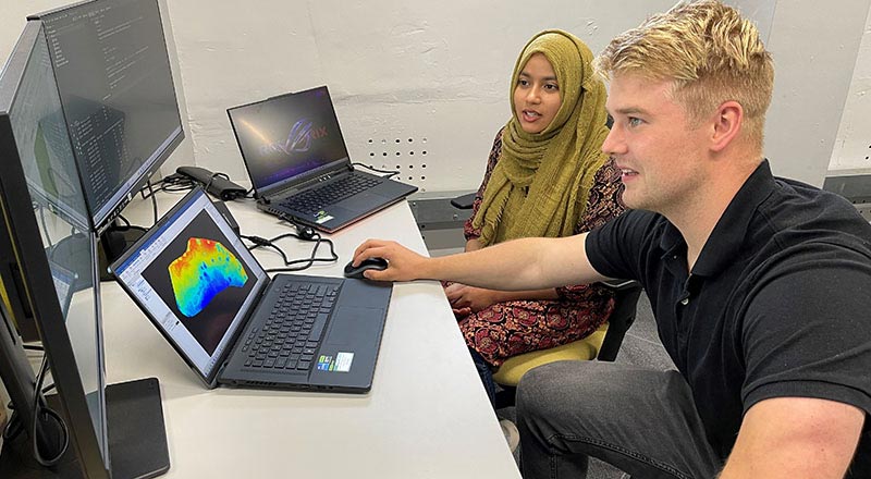 KTP Associate Radia Chowdhury with Luke Jeffery, an Environmental Data Analyst at CSX.