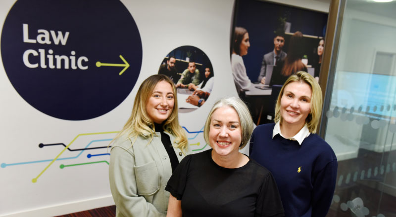 Law Clinic (left to right) Chloe Warren, Emma Harbron and Irina Kashirina