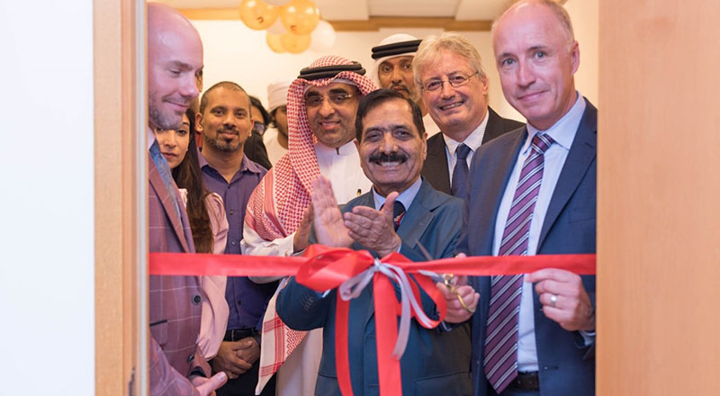 George Hunt- Director of International Development (top left), Syed Abidi- Regional Director (centre), Gordon Marshall- Associate Dean (International) (bottom right), and Dr Warren Harrison- Pro Vice-Chancellor (International) (top right).