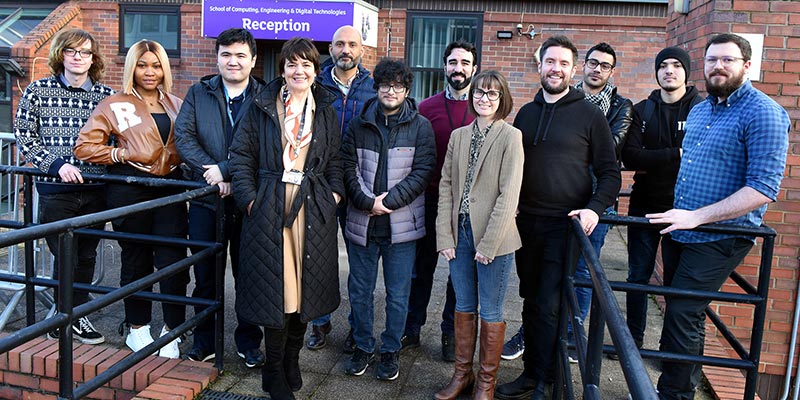 Students who took part in the hackathon with representatives from Teesside University and Waterstons