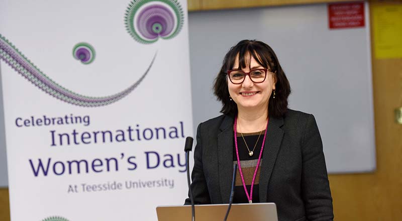 Professor Chrisina Jayne, Dean of the School of Computing, Engineering & Digital Technologies, who chairs the University’s Gender Focus Group, pictured at a past International Women’s Day event on campus. Link to Celebrating International Women’s Day on campus.
