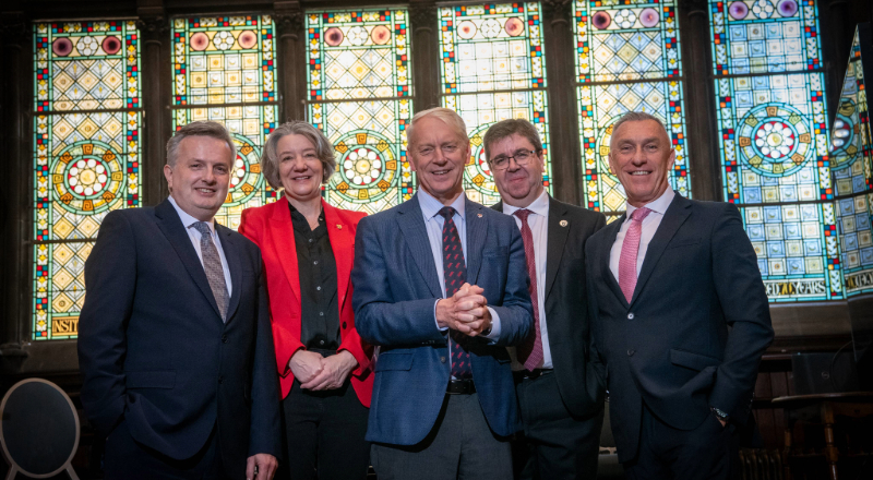 From left: Professor Michael Young, Deputy Vice-Chancellor (Academic) at University of Sunderland; Professor Karen O'Brien, Vice-Chancellor at Durham University; Professor Sir Chris Day, Vice-Chancellor and President at Newcastle University; Professor Andy Long, Vice-Chancellor and Chief Executive at Northumbria University; and Professor Paul Croney OBE, Vice-Chancellor and Chief Executive at Teesside University.. Link to North East universities awarded £8.9m to boost regional research commercialisation.