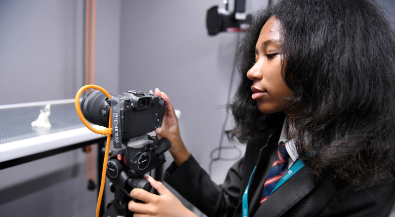 Student taking part in the animation workshop