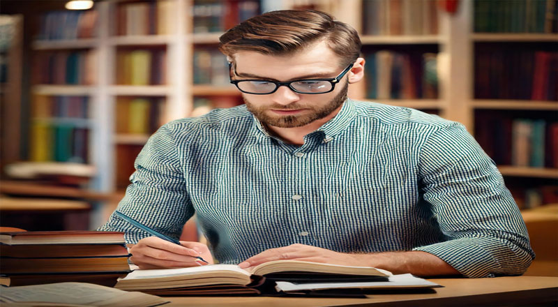 An image of a student writing in a notebook