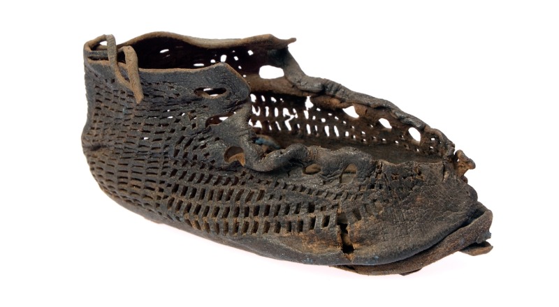 Image of leather baby boot from Roman Vindolanda. Image courtesy of  Vindolanda Trust. Link to Image of leather baby boot from Roman Vindolanda. Image courtesy of  Vindolanda Trust.