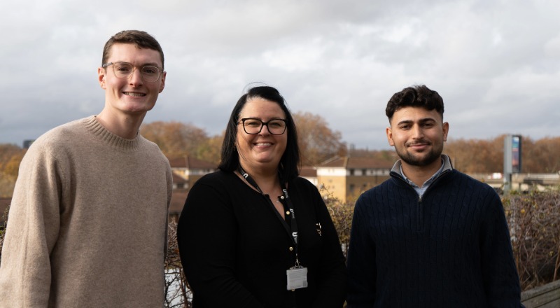 Briac and Faris with Alison Moore, International Student Mobility Officer