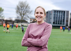 International football coach returns to Teesside to share her knowledge with students