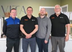 Pictured, from left to right, are Michael Taylor (Retail and Purchasing Coordinator, Teesside University), David Wood (Chief Operating Officer, Myco), Luke Atkinson (Deputy Head of Catering, Teesside University) and John Shepherd (Co-founder and chairman, Myco)