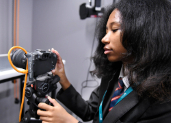 Student taking part in the animation workshop