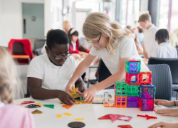 Young people taking part in activities at the STEM Net Zero event