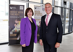 Education Secretary, The Rt Hon Bridget Phillipson with Vice-Chancellor and Chief Executive, Professor Paul Croney OBE