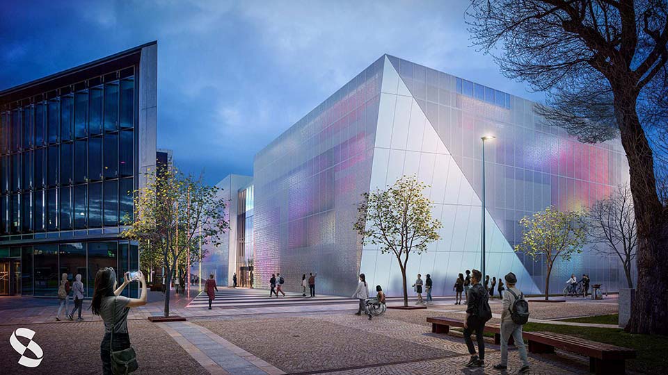 Artist impression of the Digital Life building - Campus Heart view