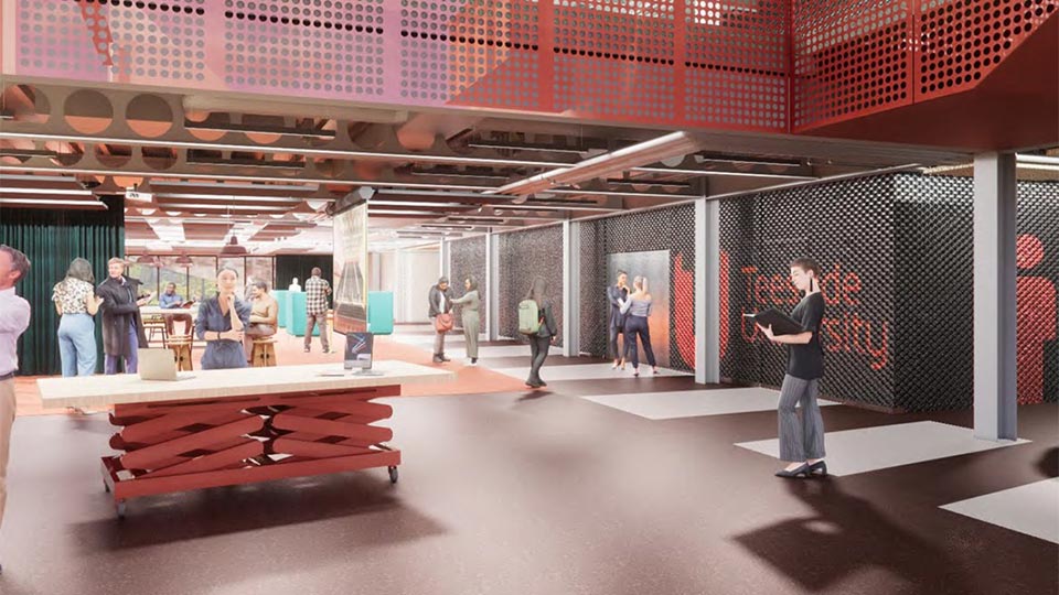 Artist impression of the flexible teaching space -  Digital Life building