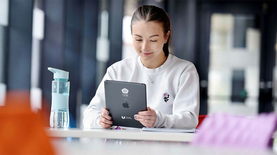 Student using an iPad