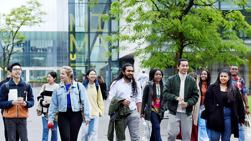 International students outside of MIMA, Middlesbrough Institute of Modern Art