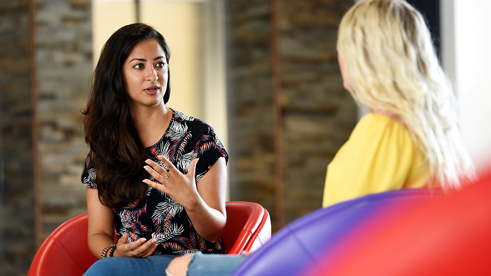 Two students having a conversation