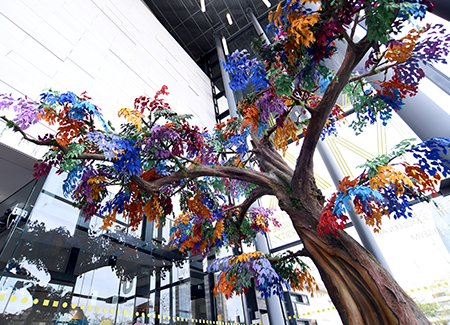 Art of a tree with colours in the branches
