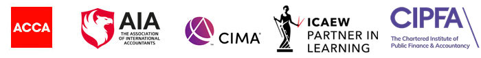 ACCA, Chartered Institute of Management Accountants (CIMA) and Association of International Accountants (AIA), CIPFA logos