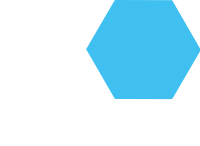 A white and Blue hexagon attached by one face