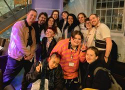 Teesside University students Elizabeth and Faiza pictured fifth and sixth from the back left respectively alongside other fellows (Credit: Sanne Gault for Alchemy Film & Arts)