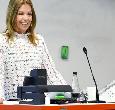 Adele Parks delivering an talk in a lecture theatre