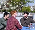 Students sat outside at Teesside University London