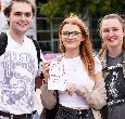 Teesside Calling students in Campus Heart with hello cards