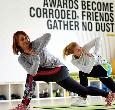 Students and staff taking part in a yoga session at Teesside University