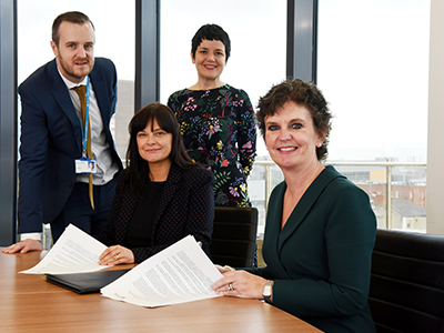 Matt Brooke, Software Engineering Manager, Leanne Wilkinson, Head of Finance, Siobhan Fenton, Associate Dean (Business and Enterprise) at Teesside University and Professor Jane Turner OBE DL, Pro Vice-Chancellor (Enterprise and Business Engagement) at Teesside University.