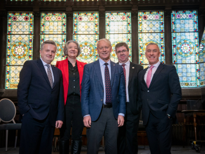 From left - Professor Michael Young, Deputy Vice-Chancellor, Sunderland University; Professor Karen O'Brien, Vice-Chancellor, Durham University; Professor Chris Day, Vice-Chancellor, Newcastle University; Professor Andy Long, Vice-Chancellor, Northumbria University; Professor Paul Croney OBE, Vice-Chancellor, Teesside University