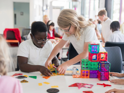 Young people taking part in activities at the STEM Net Zero event